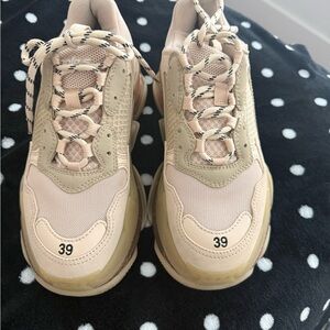 Balenciaga Beige and Blush Chunky Platform Sneakers